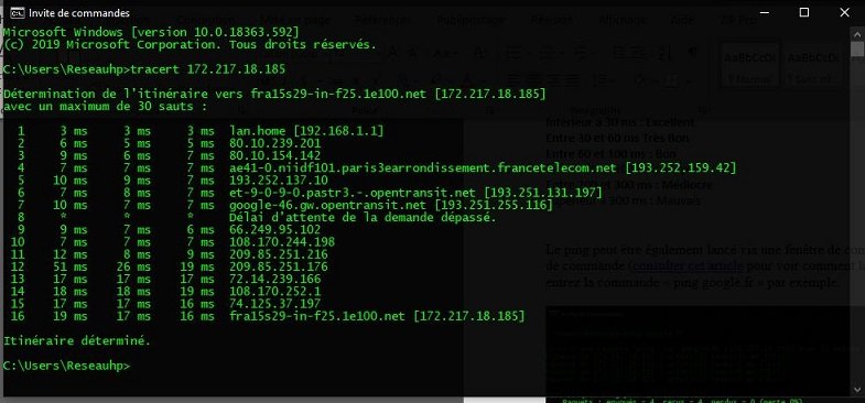 tracert et Mesure Connexion Internet 001 005