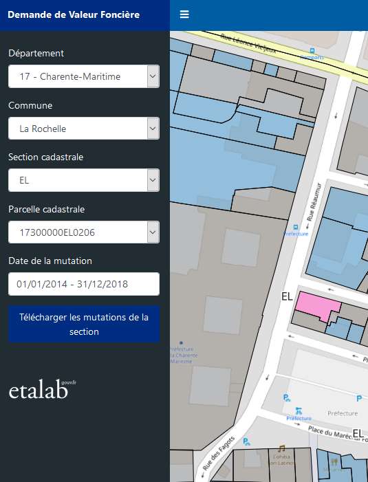 Carte cadastrale demande de valeur foncière