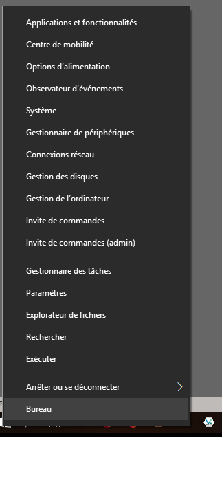 Sous-menu démarrer Windows 10