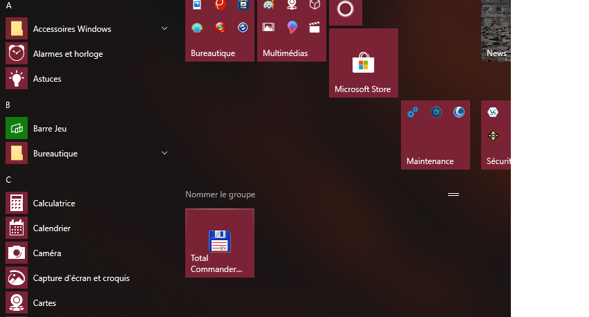 Nommer un groupe au menu démarrer Windows 10