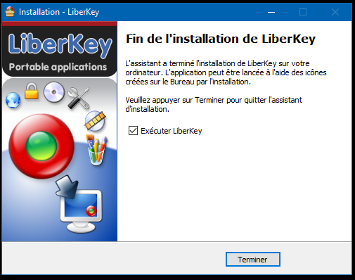 Fin d'installation de laLiberkey